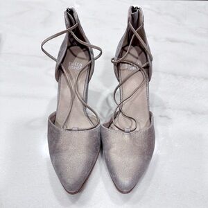 Eileen Fisher Platinum metallic Suede Rope heels size 7